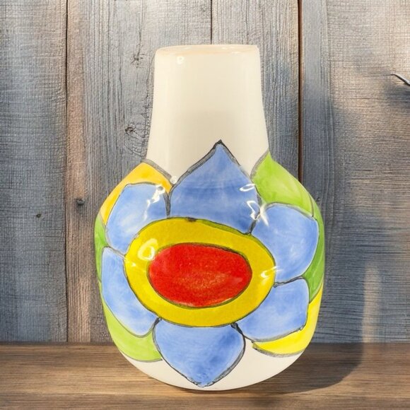 Vintage Venetian Studio Art Pottery Vase Vessel Hand Painted Italian Pottery VTG - Picture 1 of 12